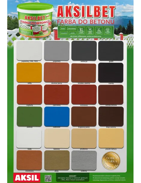 Kopie von AKSILBET Farbe für Beton und Betonzäune - Grundfarben